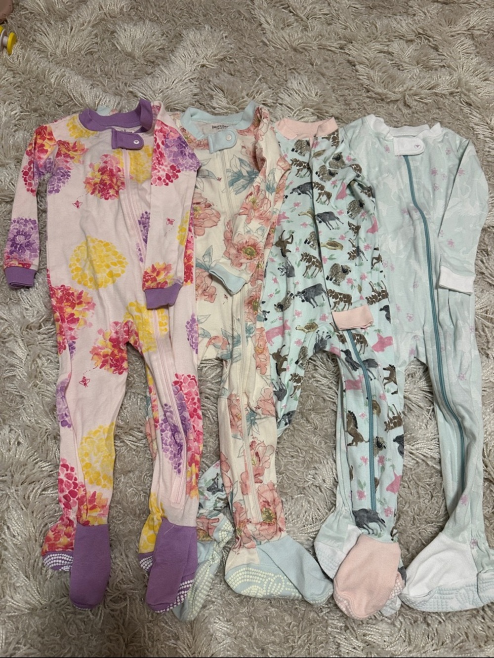 Burt’s bees One-Piece Pajamas - Pink, Cream, Light Blue